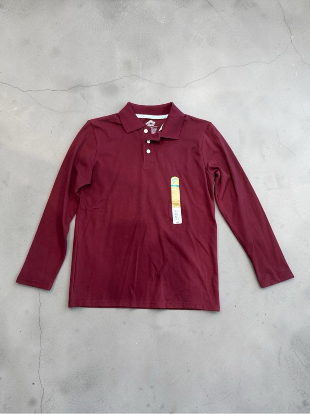 NWT Boys size Medium Husky (10H-12H) Thereabouts Long Sleeve Polo Shirt Burgundy